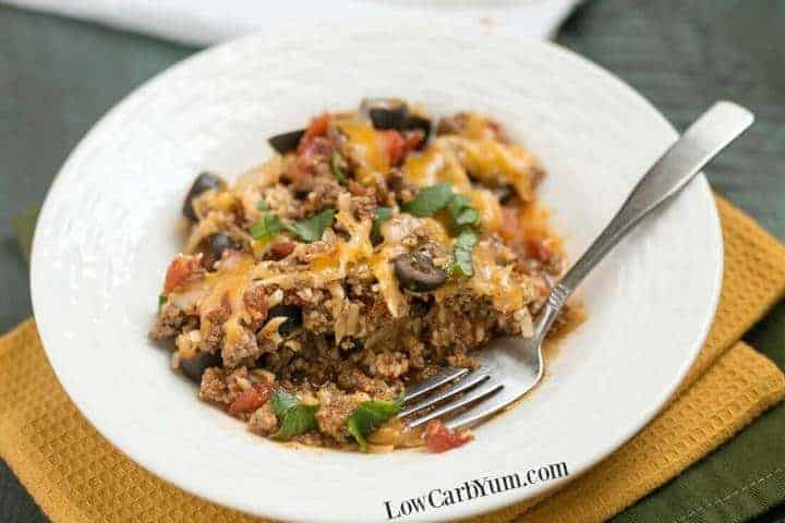 Cheesy beef taco skillet recipe with cauliflower rice