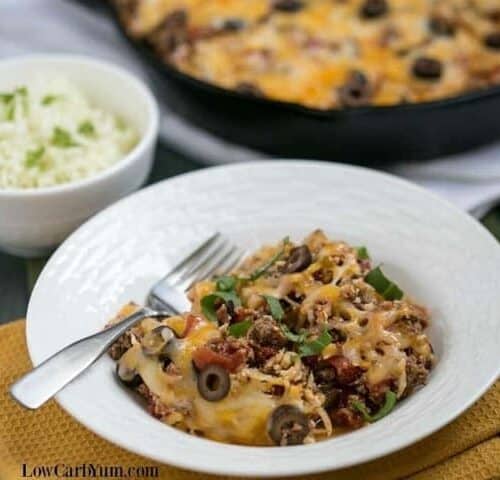 Cheesy Beef Taco Skillet Recipe With Cauliflower Rice Low Carb Yum