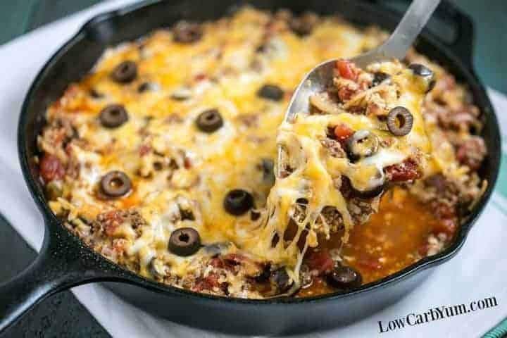 Cheesy beef taco skillet recipe with cauliflower rice