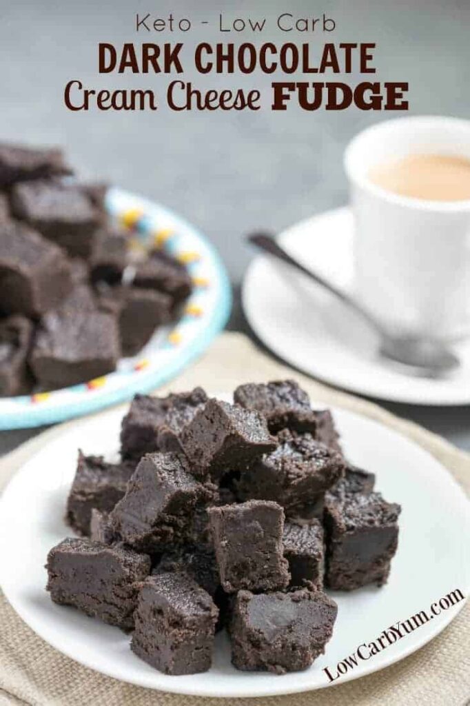 Cream cheese dark chocolate keto fudge