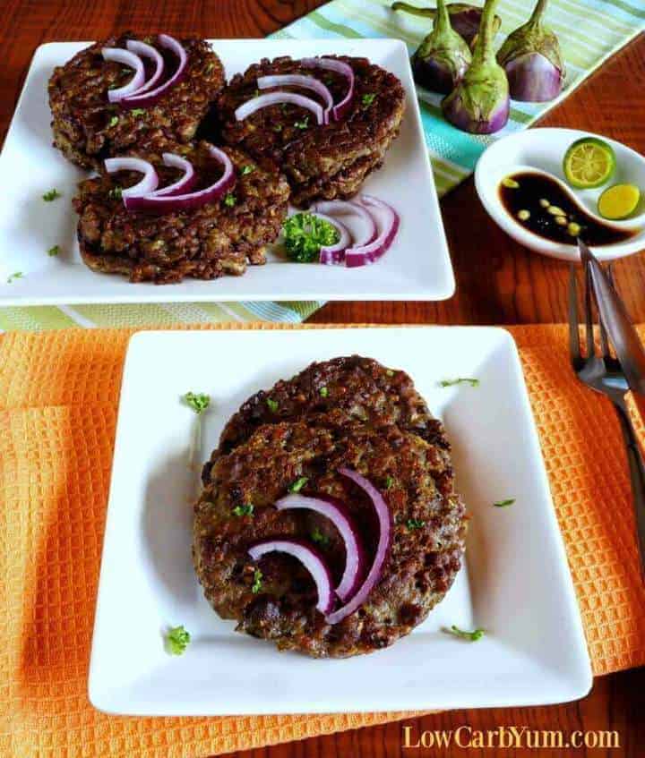 Eggplant burger recipe pin image no text