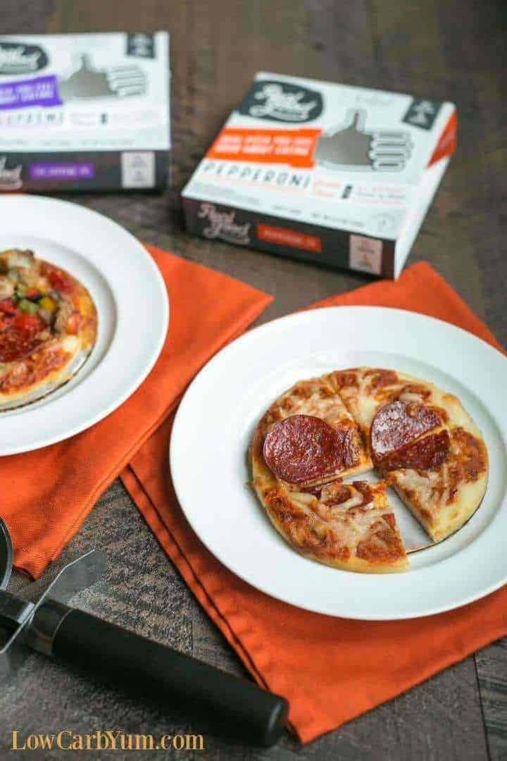 Real Good low carb frozen pizza sliced