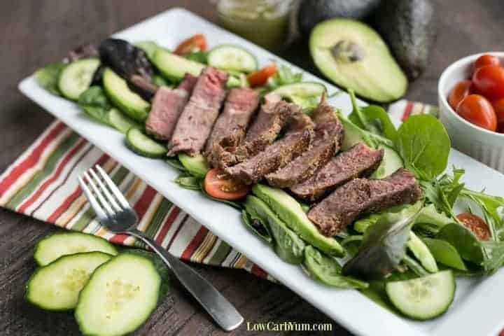 Southwest steak salad with spicy avocado dressing