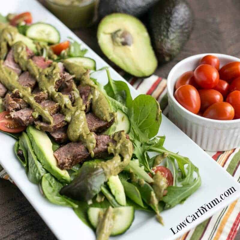 Loaded Steak Salad Bowl With Yogurt Green Goddess - What's Gaby