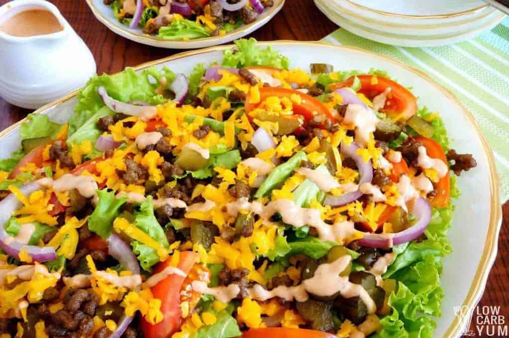 Keto Big Mac Cheeseburger Salad Recipe - Low Carb Yum