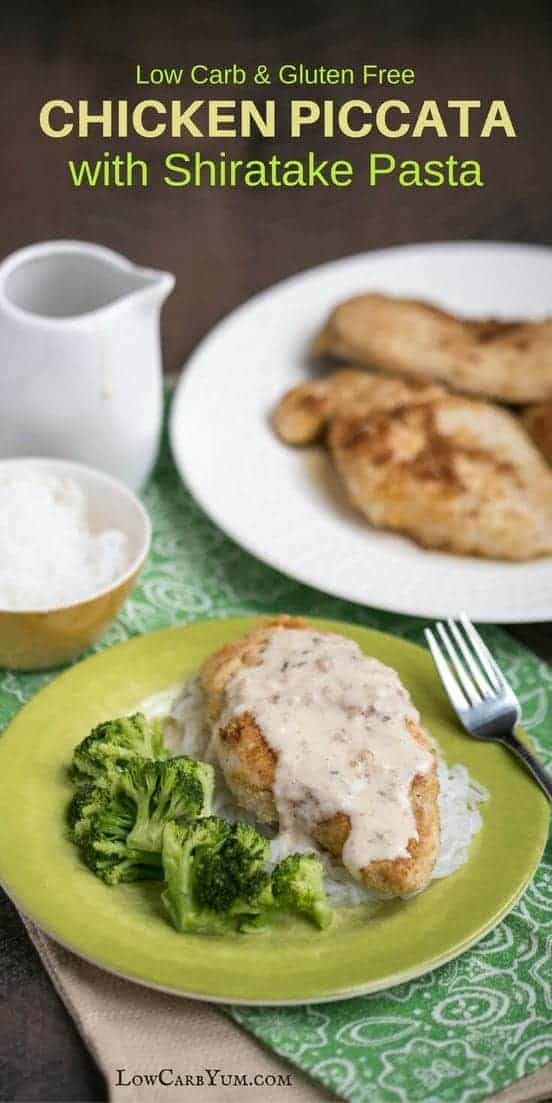 Enjoy your favorite pasta dishes on a keto diet. You'll love this gluten free low carb chicken piccata with angel hair pasta with only 5g carbs. | LowCarbYum.com