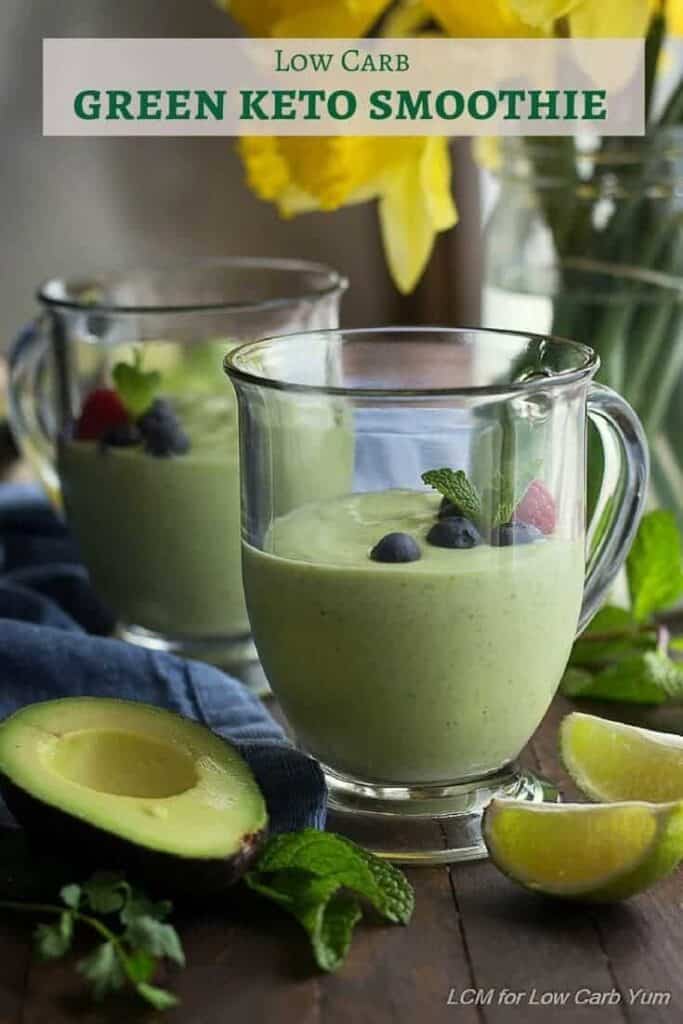 Green Keto Smoothie Recipe with Avocado and Mint | Low Carb Yum