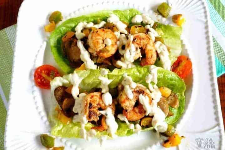 Cajun cream sauce over shrimp lettuce wraps 