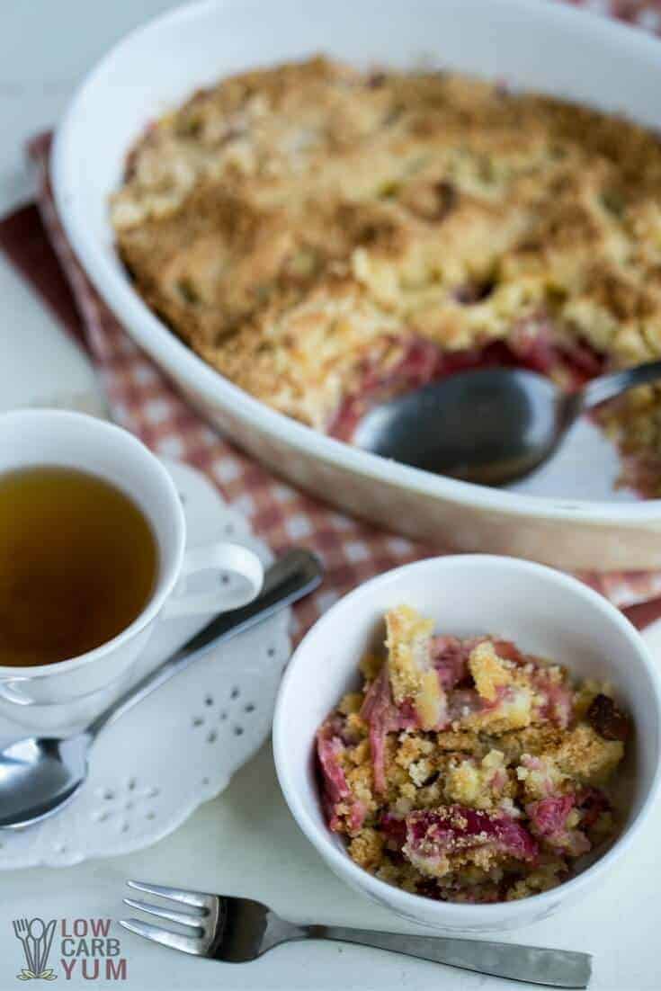 Low carb gluten free rhubarb crumble tall