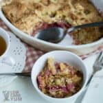 Low carb gluten free rhubarb crumble featured