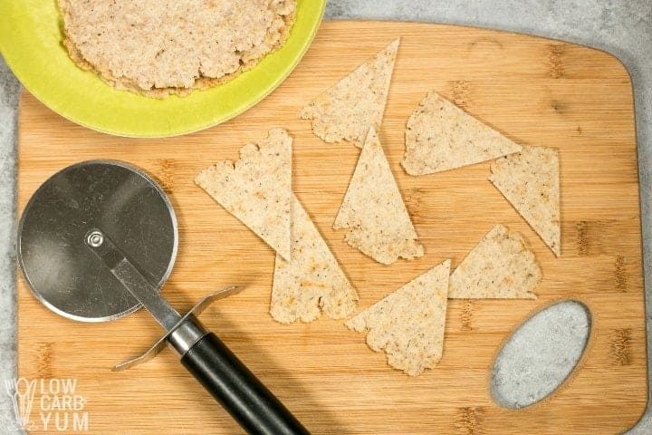 cutting tortilla triangles