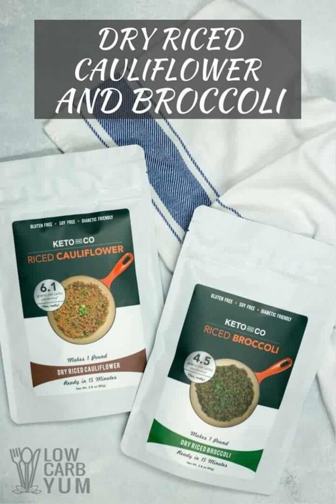 Dehydrated cauliflower rice and broccoli rice by Keto and Co