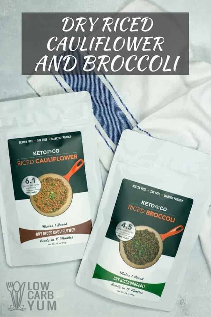 Dehydrated cauliflower rice and broccoli rice by Keto and Co
