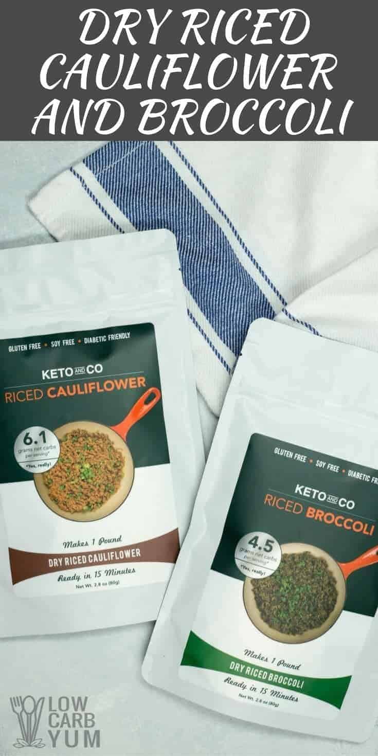 Commercially prepared dehydrated cauliflower rice and broccoli rice are now available! These convenient packs are perfect for stocking in the pantry. | LowCarbYum.com