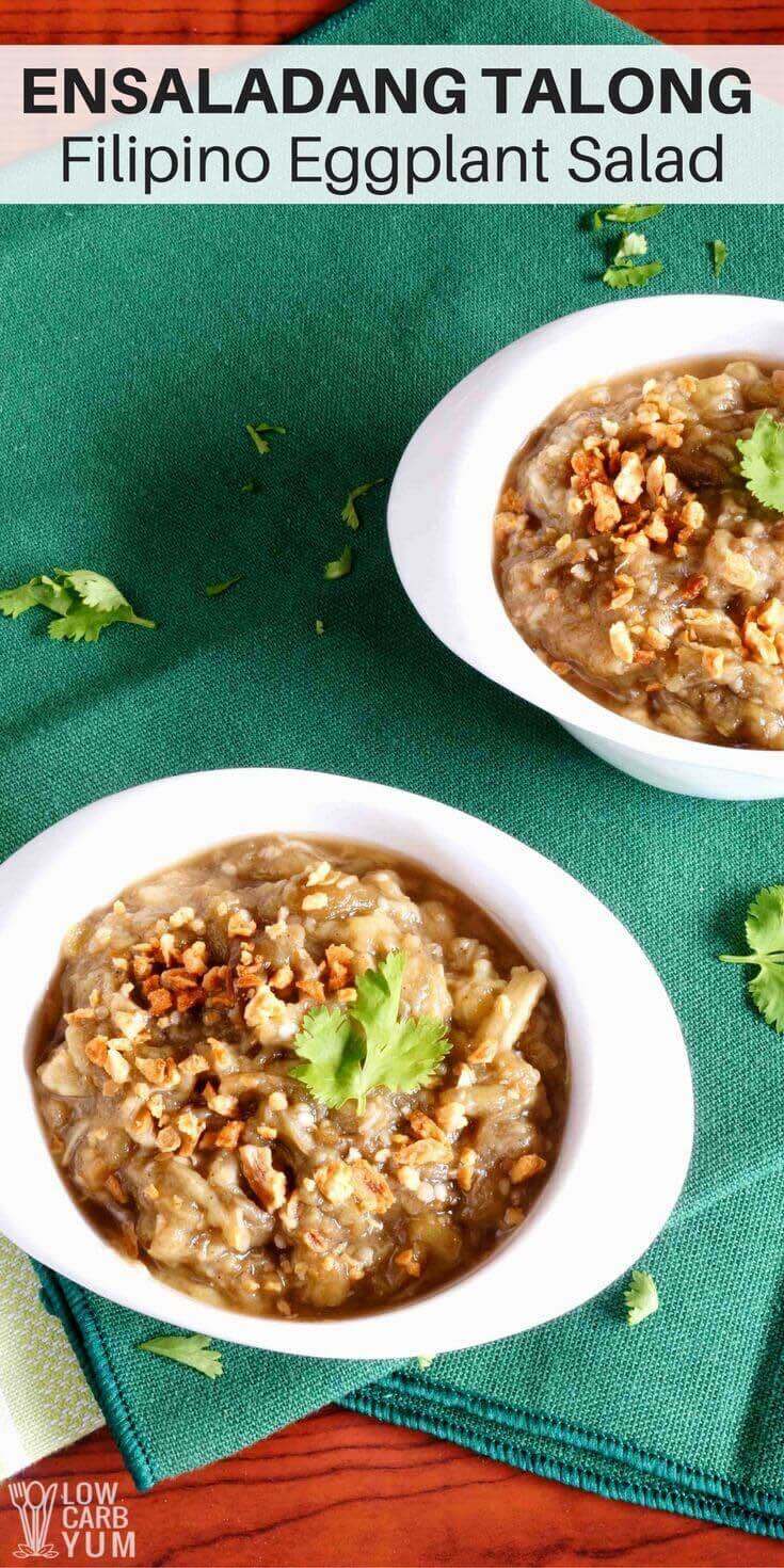 If you want a new way to serve eggplant, try ensaladang talong. It's a Filipino eggplant salad that's often served with beef soup or grilled dishes. | LowCarbYum.com