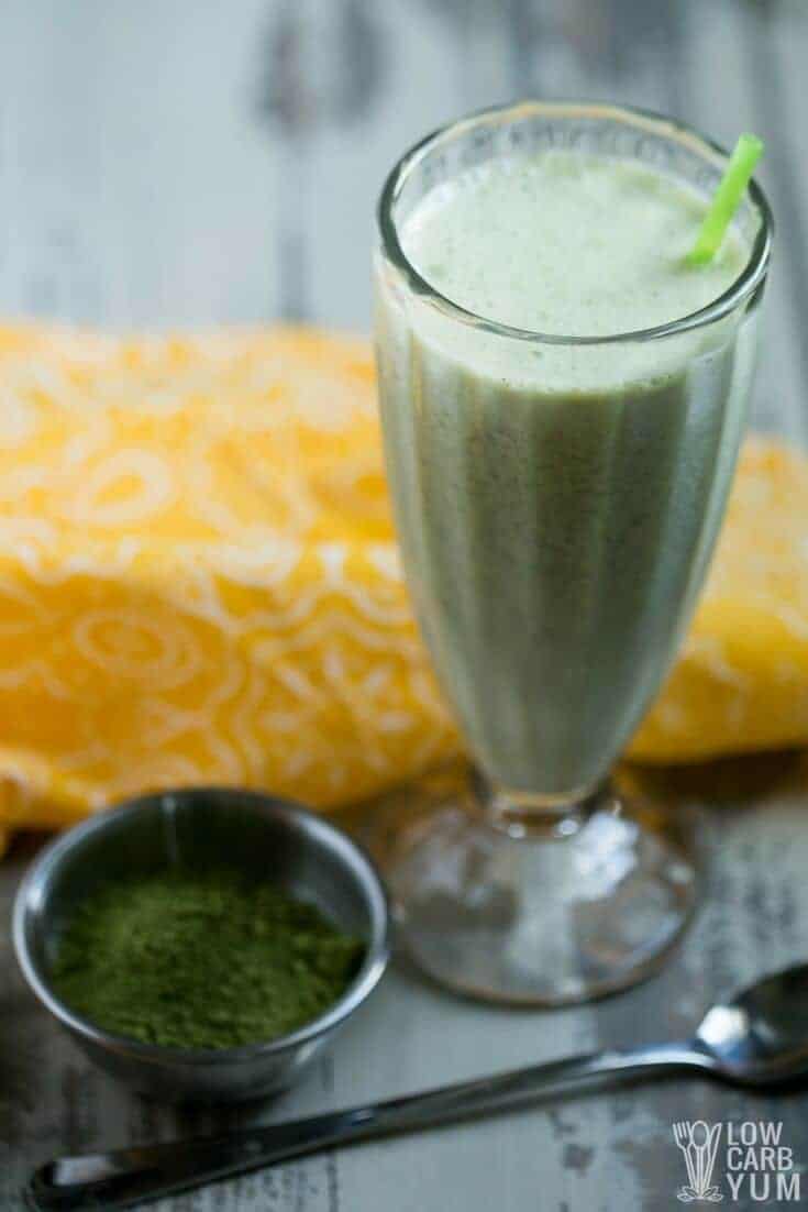 green smoothie in tall glass