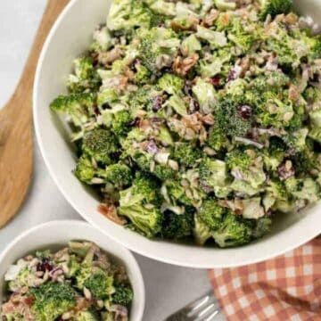 bowls of broccoli salad supreme