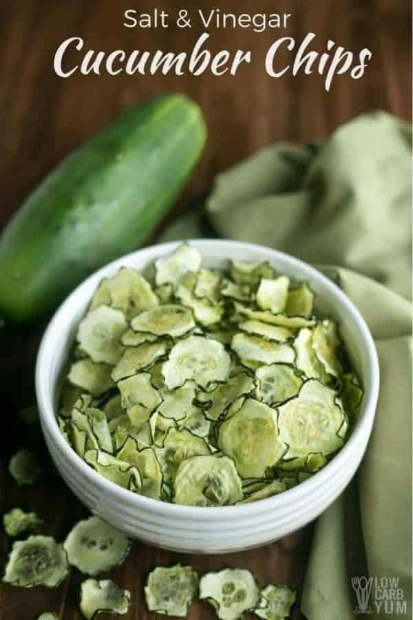 Baked Cucumber Chips with Salt & Vinegar Flavor | Low Carb Yum