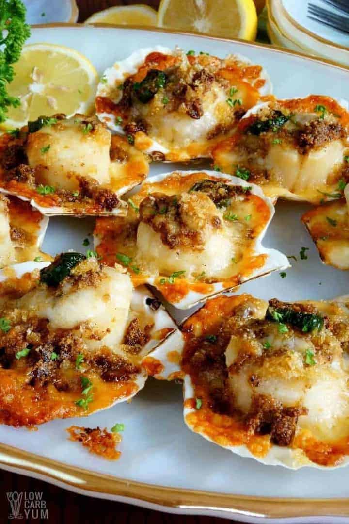 Low carb gluten free baked sea scallops recipe