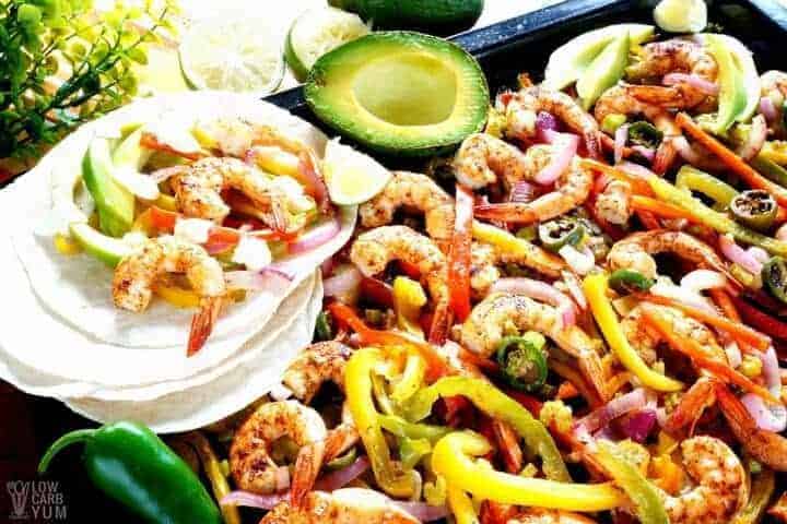 Keto sheet pan low carb fajitas with shrimp recipe