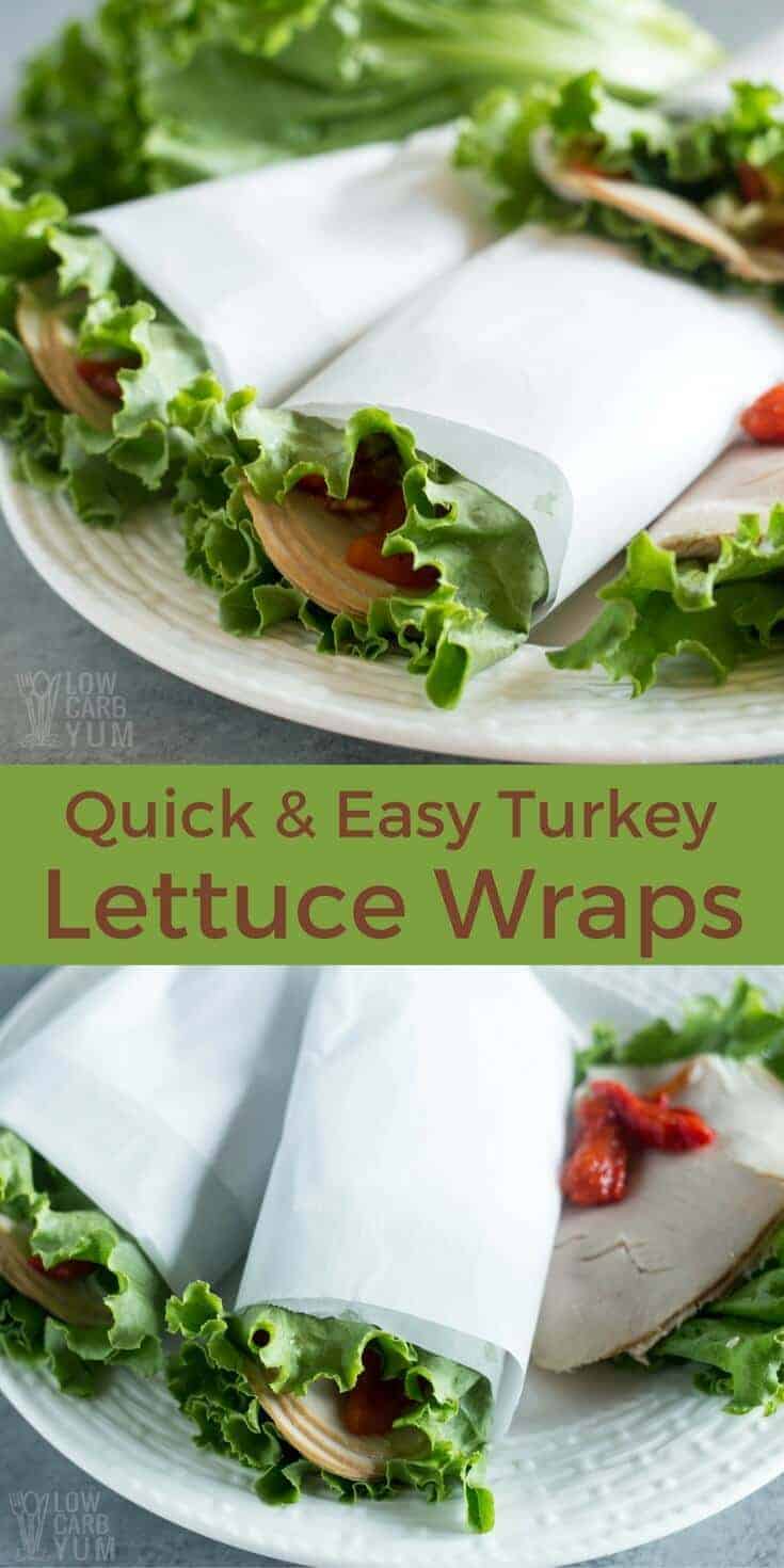 Low Carb Lettuce Wraps with Turkey & Roasted Peppers - Low Carb Yum