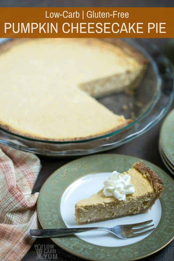 keto pumpkin cheesecake slice with whipped cream