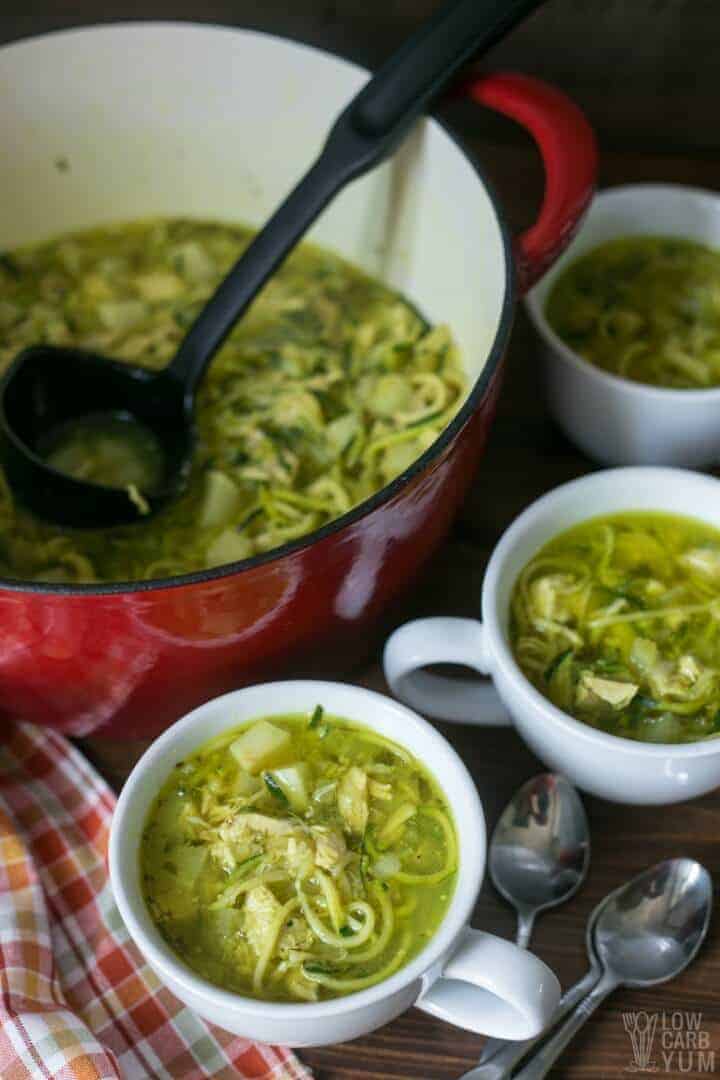 Low-carb chicken noodle soup