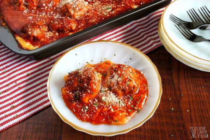 serving meatball parmesan casserole