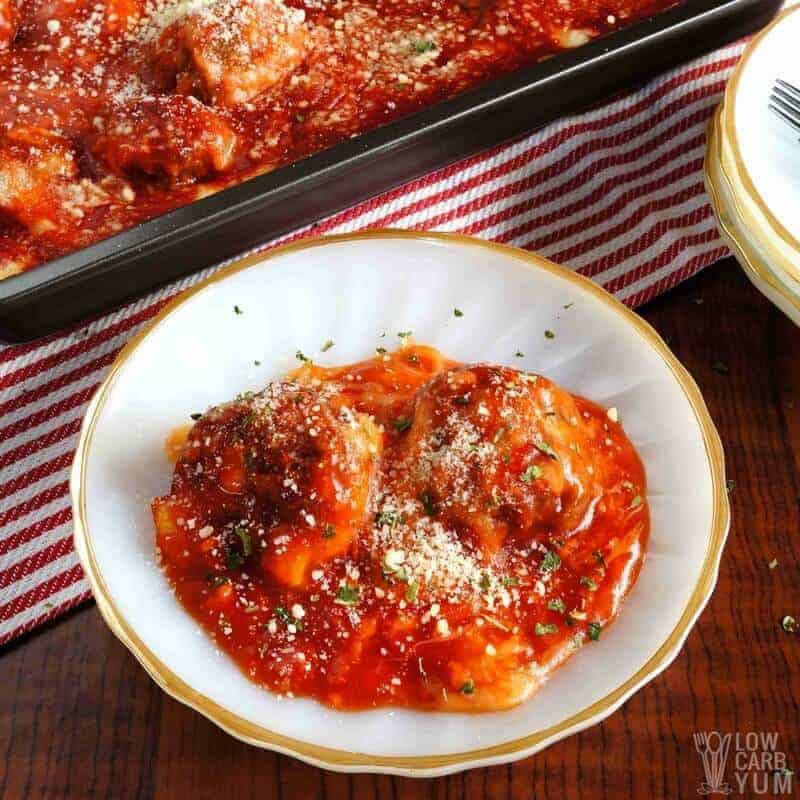 Low carb meatball parmesan casserole