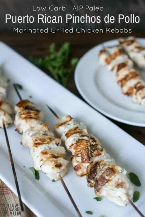 Pinchos Puerto Rican Marinated Grilled Chicken Kebabs - Low Carb Yum