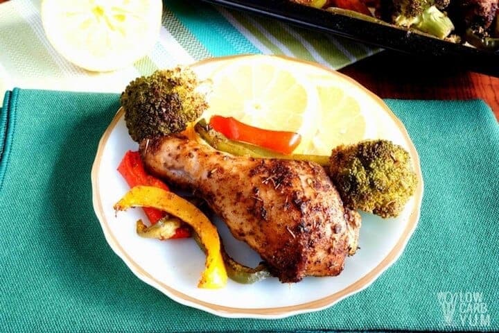 drumstick and veggies on plate