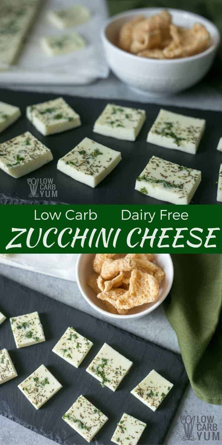 Dairy-free zucchini cheese is a great soy-free and nut-free alternative to cheese. It's perfect for those struggling with the strict AIP paleo diet. | LowCarbYum.com