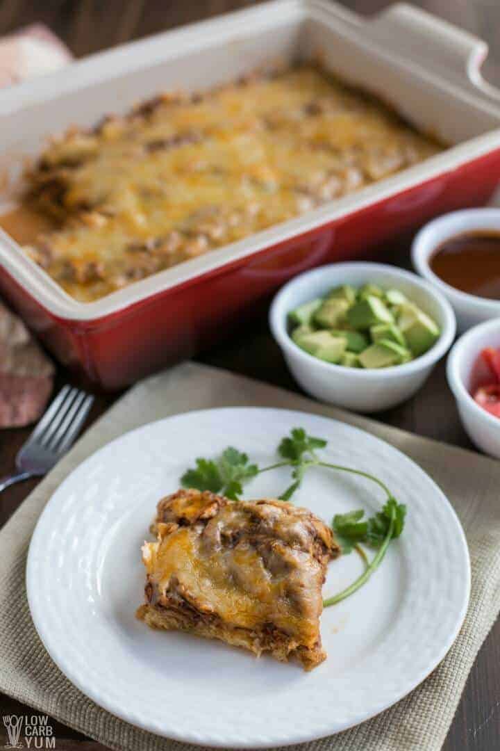Keto low carb chicken enchilada casserole recipe