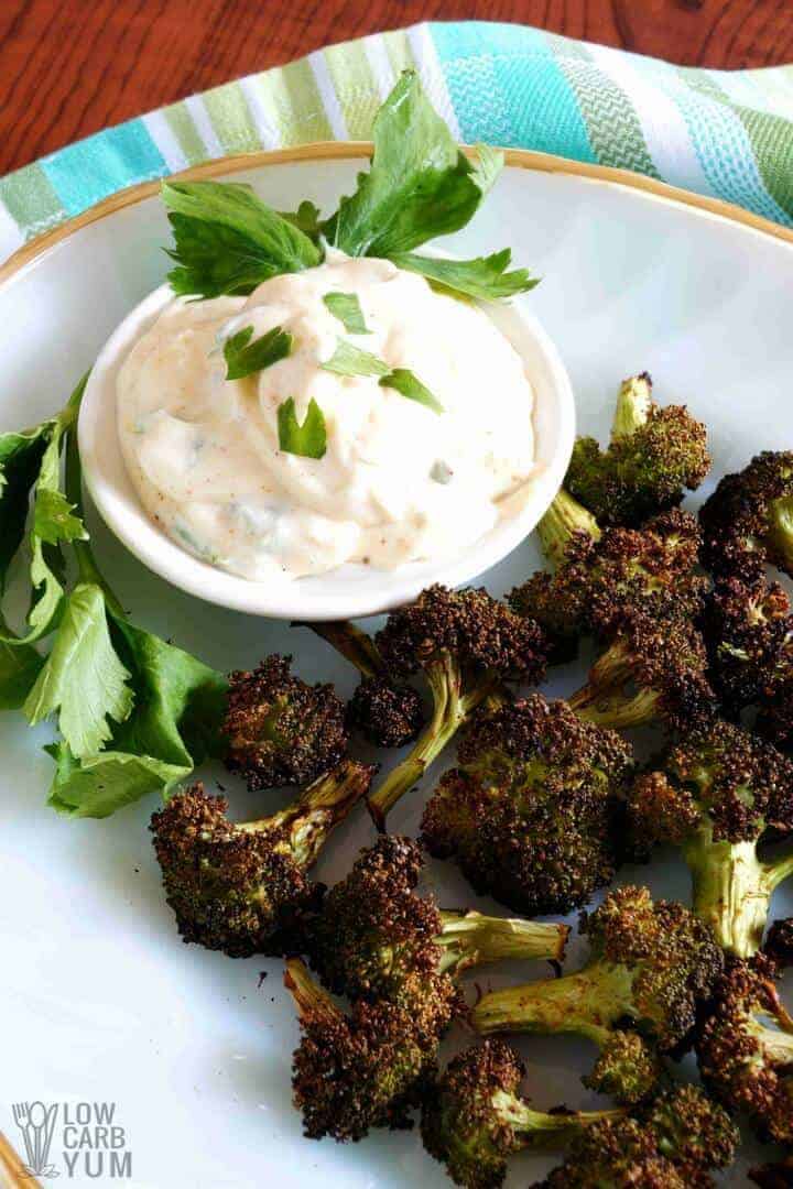 Easy burnt broccoli with taco mayo sauce