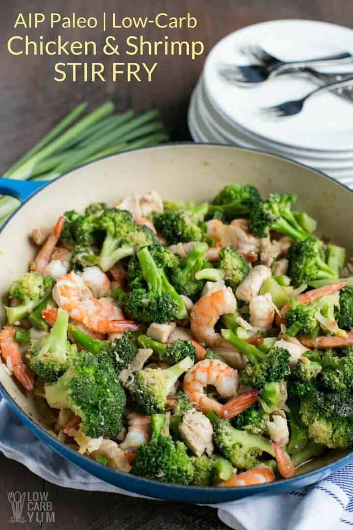 Chicken and Shrimp Stir Fry with Broccoli | Low Carb Yum