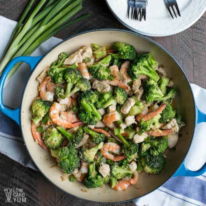 Low carb chicken and shrimp stir fry