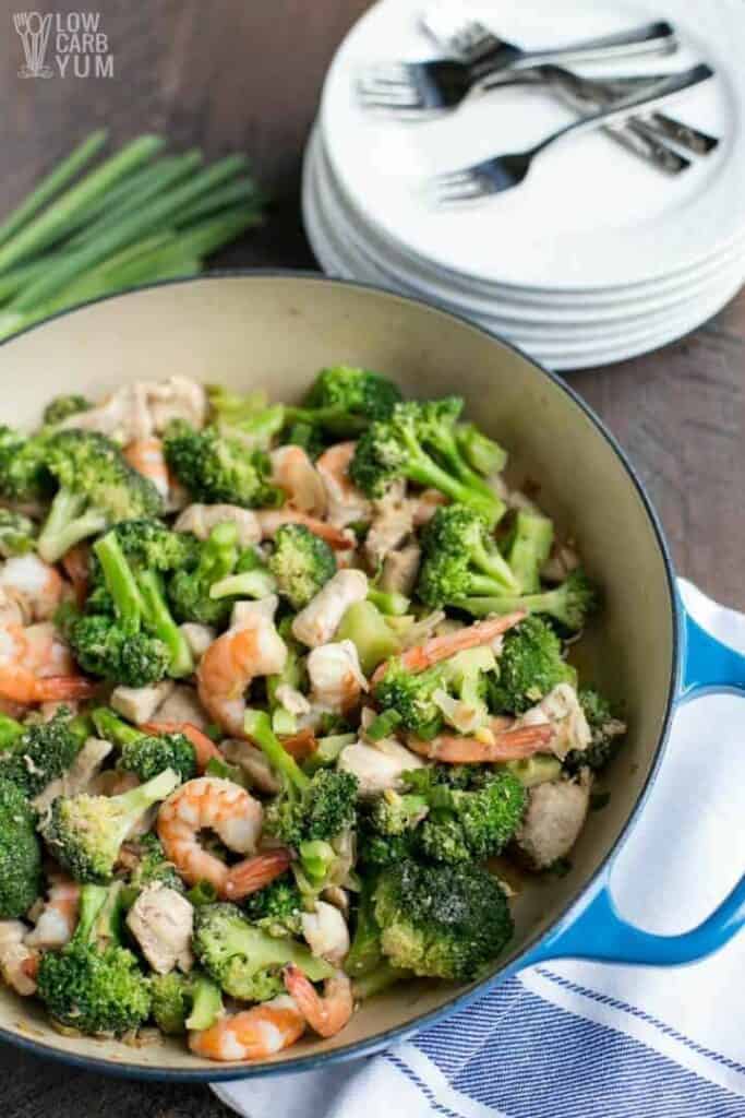 Chicken and Shrimp StirFry with Broccoli Low Carb Yum