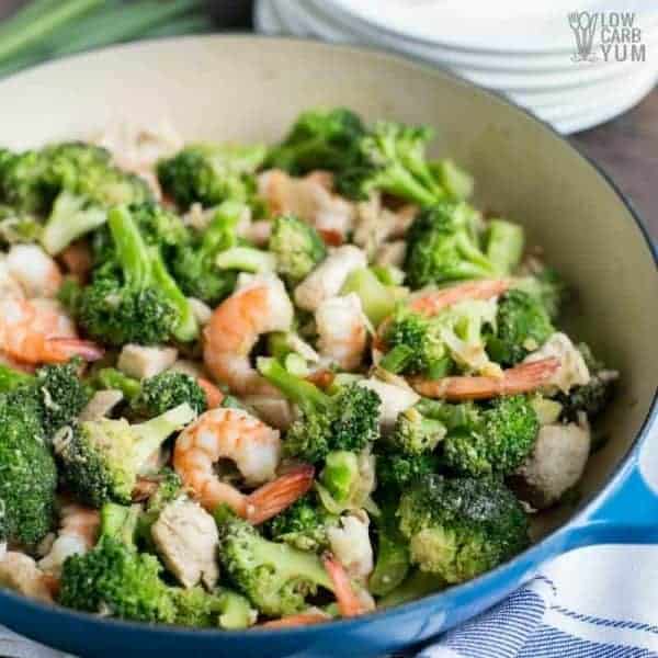 Chicken and Shrimp Stir-Fry with Broccoli - Low Carb Yum