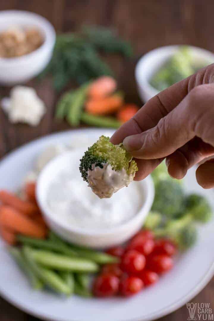 Low carb keto dill veggie dip with cream cheese