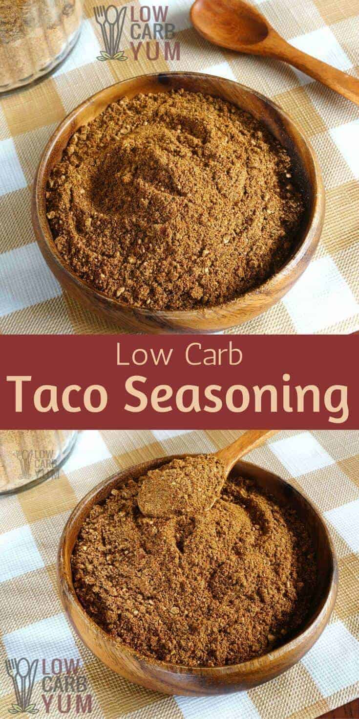 An easy low carb taco seasoning mix for all your keto recipes. It's a simple spice mix that you'll want to keep on hand for using in Mexican dishes. #lowcarb #keto #ketorecipe | LowCarbYum.com