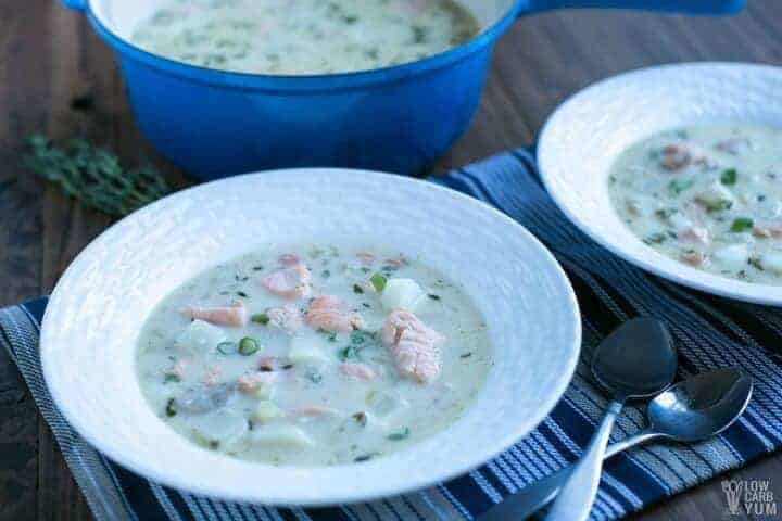 Easy paleo salmon chowder with coconut milk