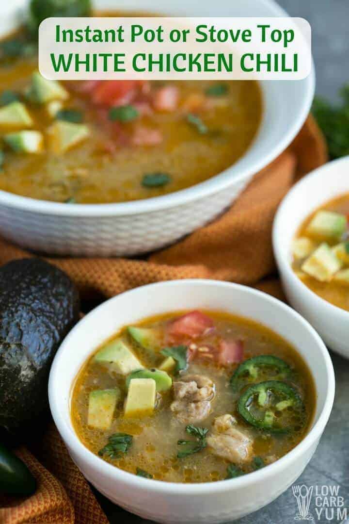 Pressure cooker low carb paleo white chicken chili recipe