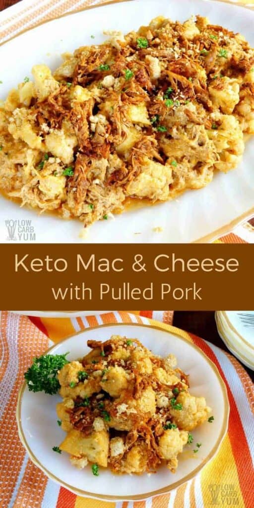 Cauliflower keto mac and cheese with pulled pork recipe