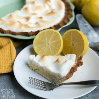 low carb lemon custard pie with meringue