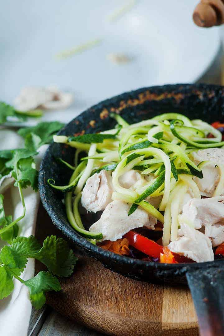 Easy peanut chicken zucchini noodles recipe