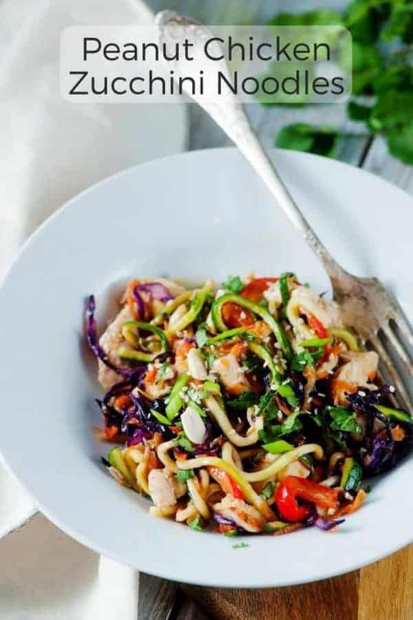 Peanut Chicken Zucchini Noodles Recipe - Low Carb Yum