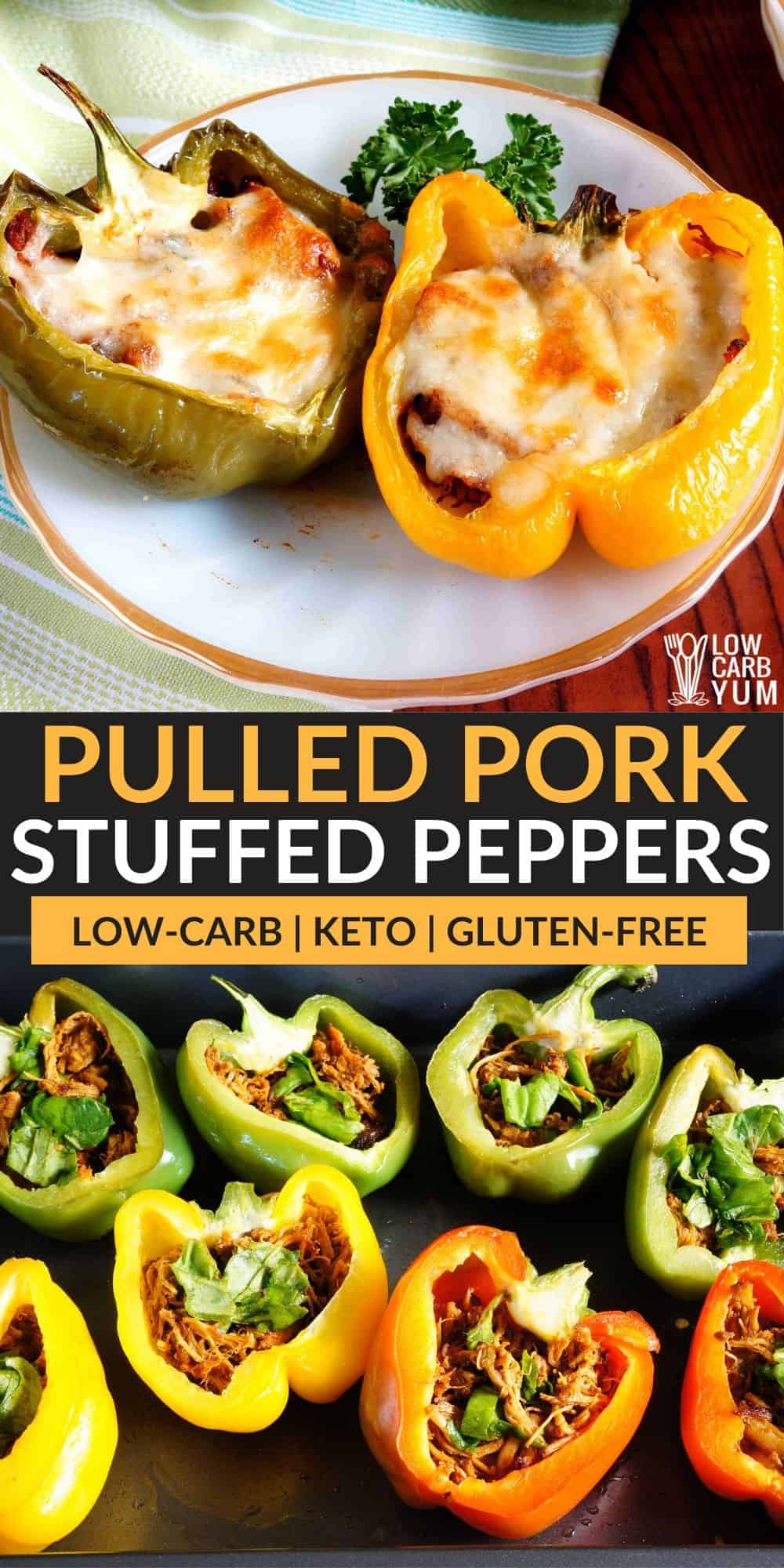 pulled pork stuffed peppers pinterest image.