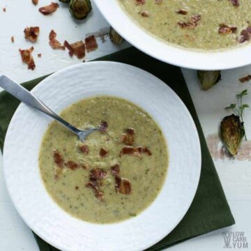 Roasted Brussels Sprout Soup with Bacon