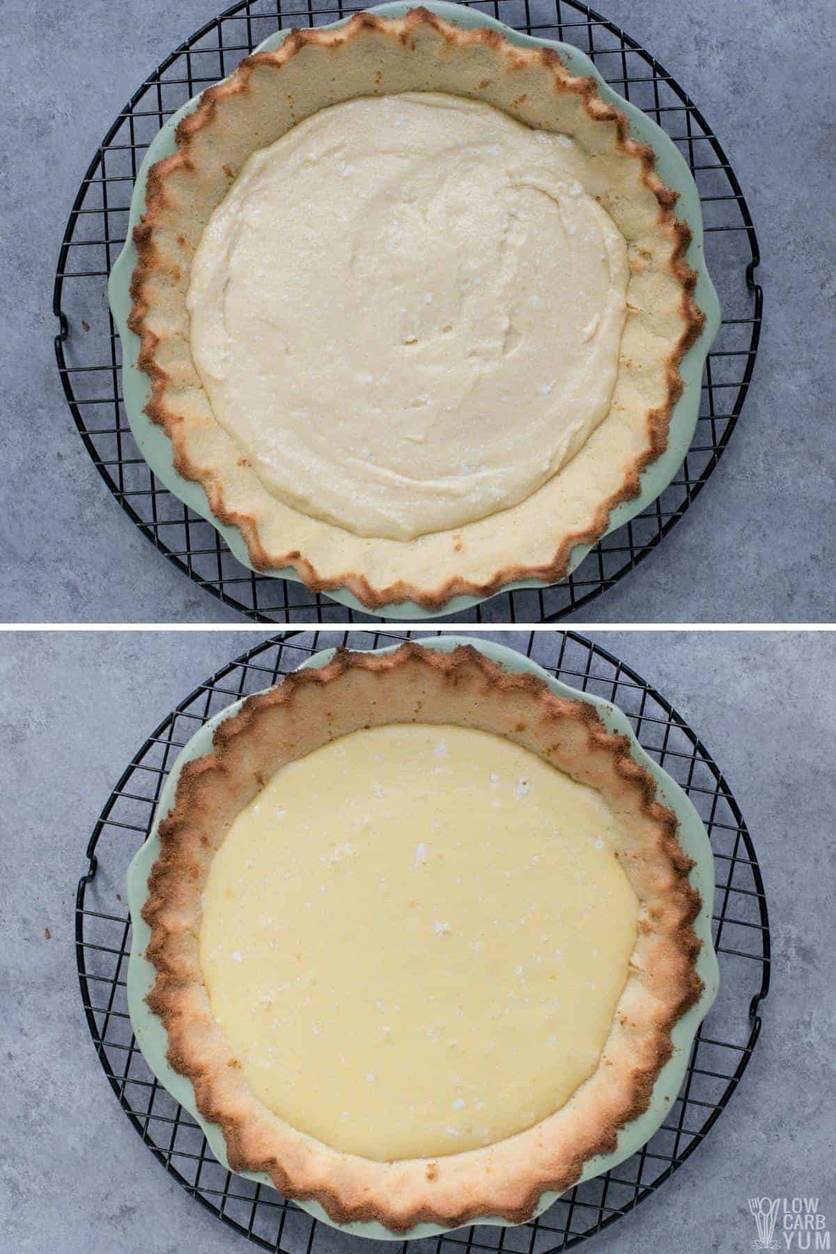 bake lemon custard in pie crust.