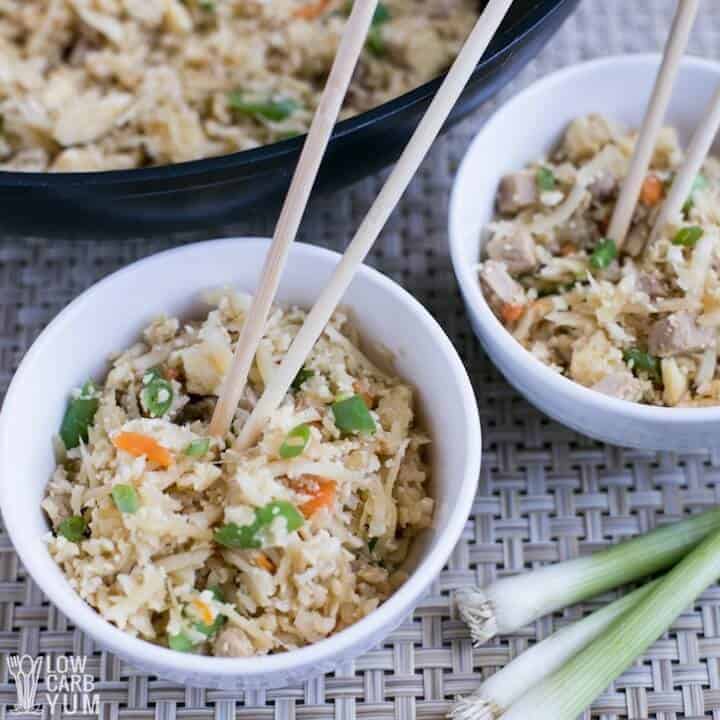 serving keto chinese cauliflower pork fried rice recipe